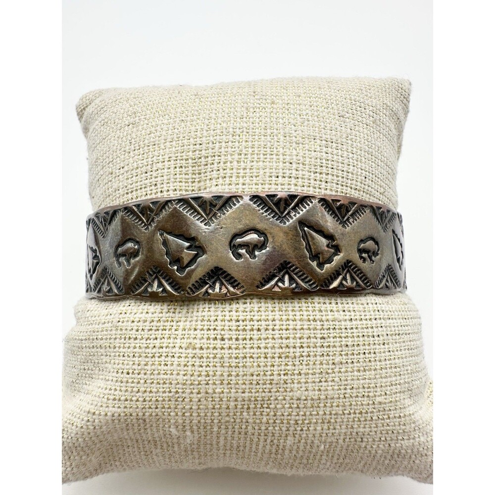 Vintage Native American Copper Cuff Bracelet Signed